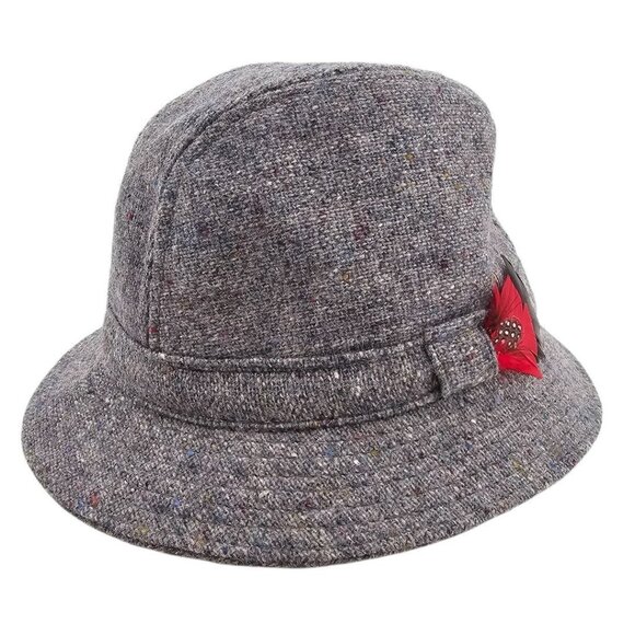 Shandon Donegal Tweed Mens 7 1/4 Gray Wool Fedora Hat Ireland